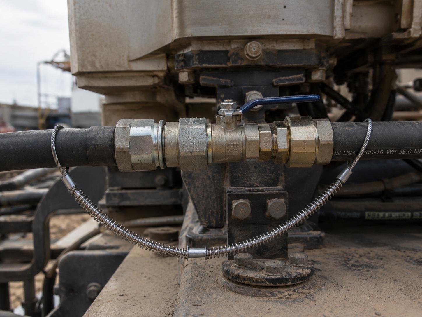Oilfield hydraulic hose safety cable for high pressure hose connection Oilfield hydraulic hose safety cable for high pressure hose connection